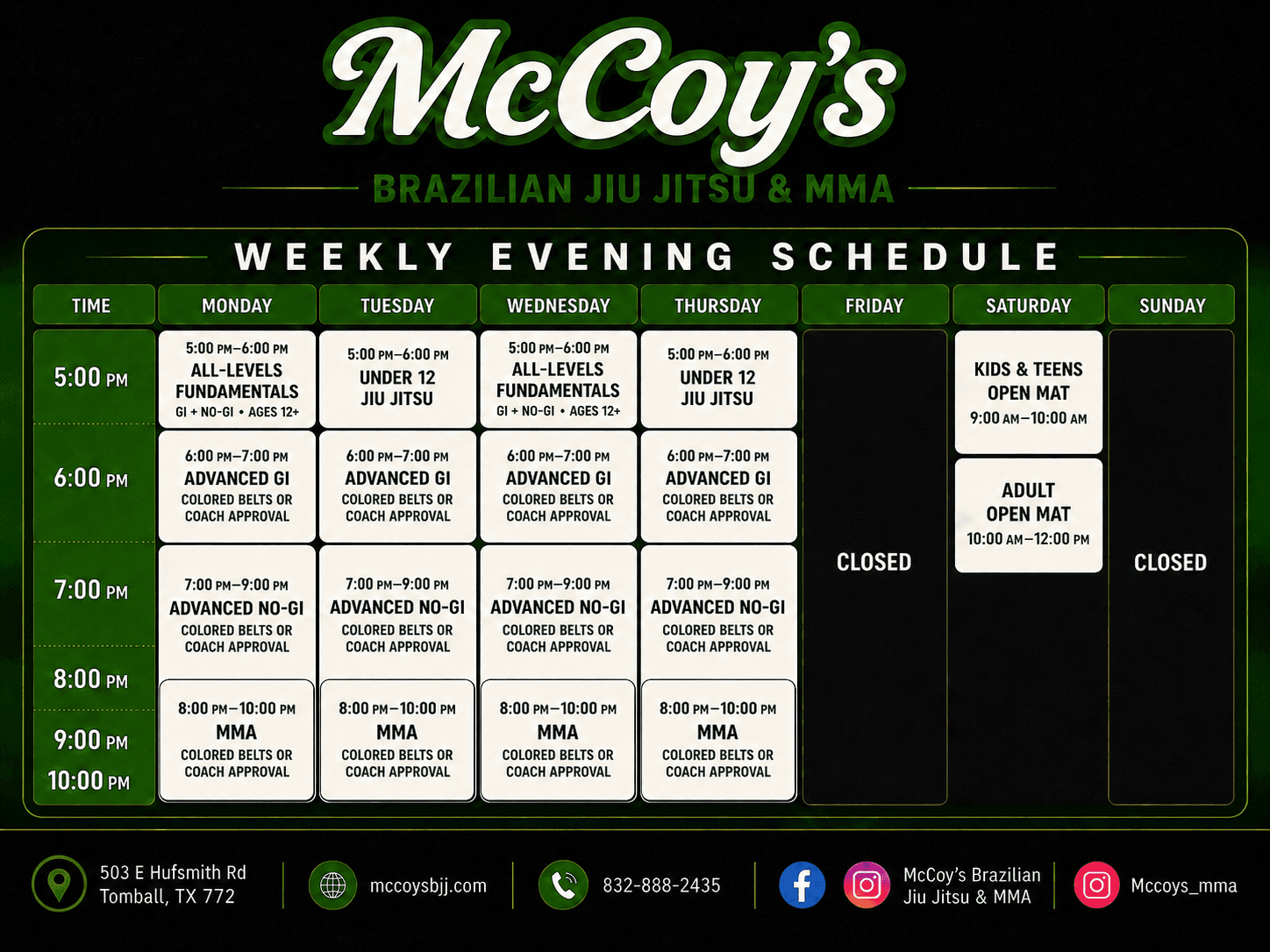 Exterior or interior of McCoy's Brazilian Jiu Jitsu & MMA - Tomball