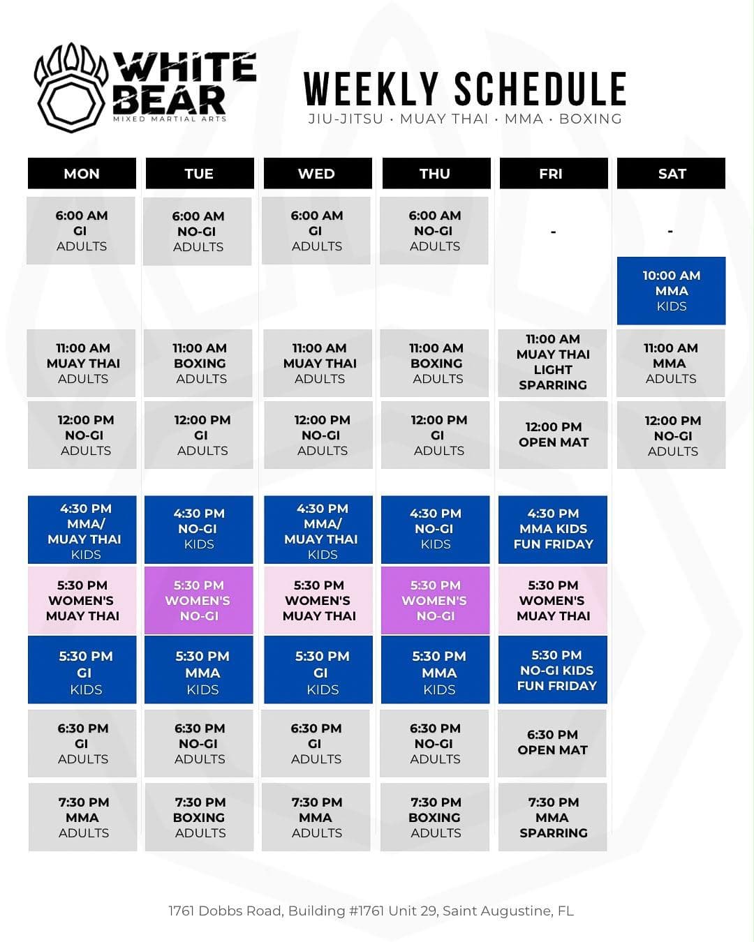 Exterior or interior of White Bear Mma